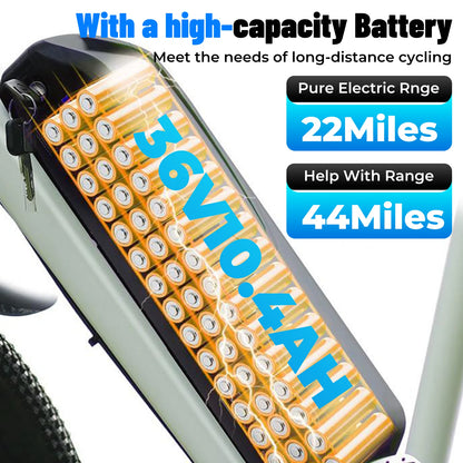 【1 Year Warranty】Terrosor Electric Bike,26" Fat Tire Ebike for Adults,350W Peak,Electric Mountain Bike,19.9mph,E bike UL2849