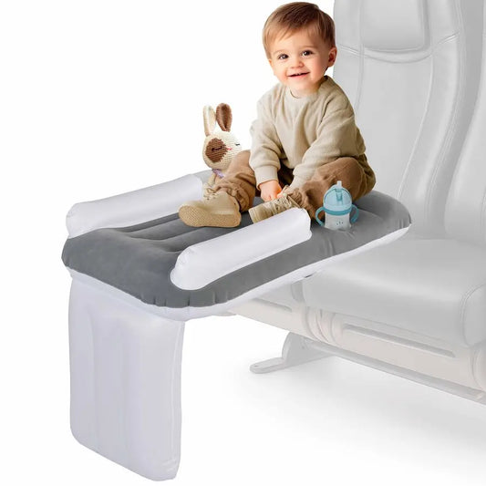 Airplane Bed Inflatable Baby Airplane Bed for Toddler with Safety Belt, Travel Bag, Air Pump, FastInflating Valves, Cup Holder,