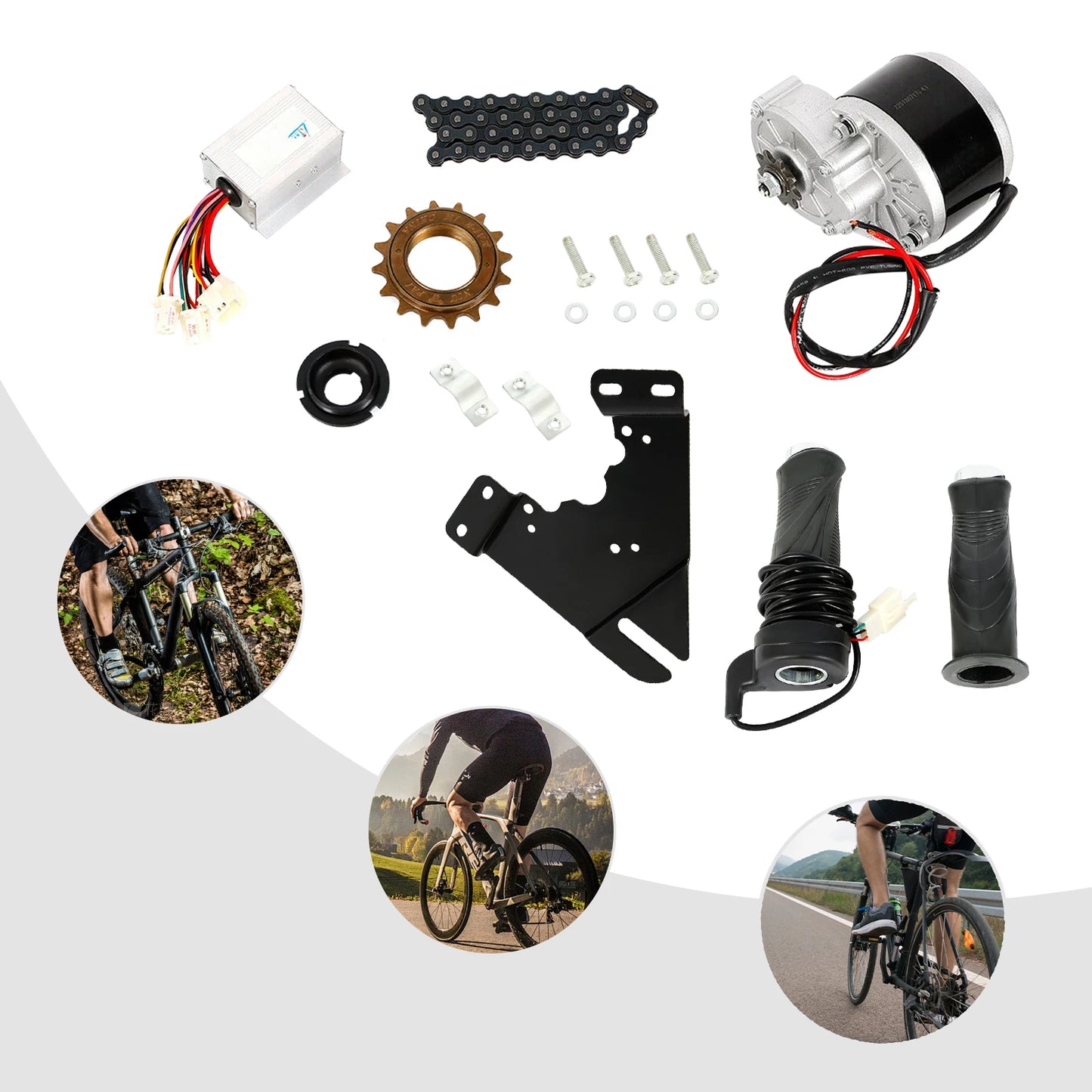 24V 250W Gear Reduction Electric Motor with 9 Tooth Sprocket Brushed DC Motors Reductor for E‑bike Bicycle Conversion Kit