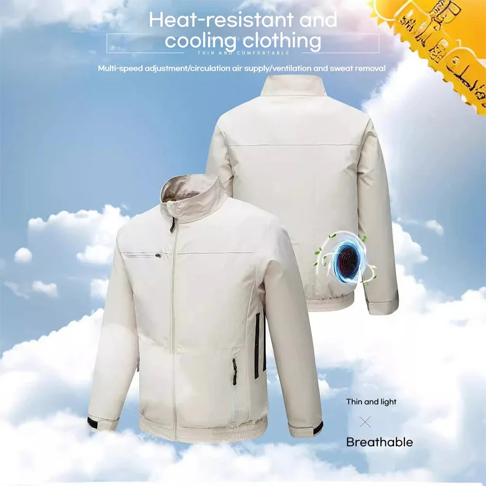 Summer Cooling Jacket Four Hole Fan Clothing Men USB Refrigeration Air Conditioning Clothes Outdoor Labor Protection Workwear