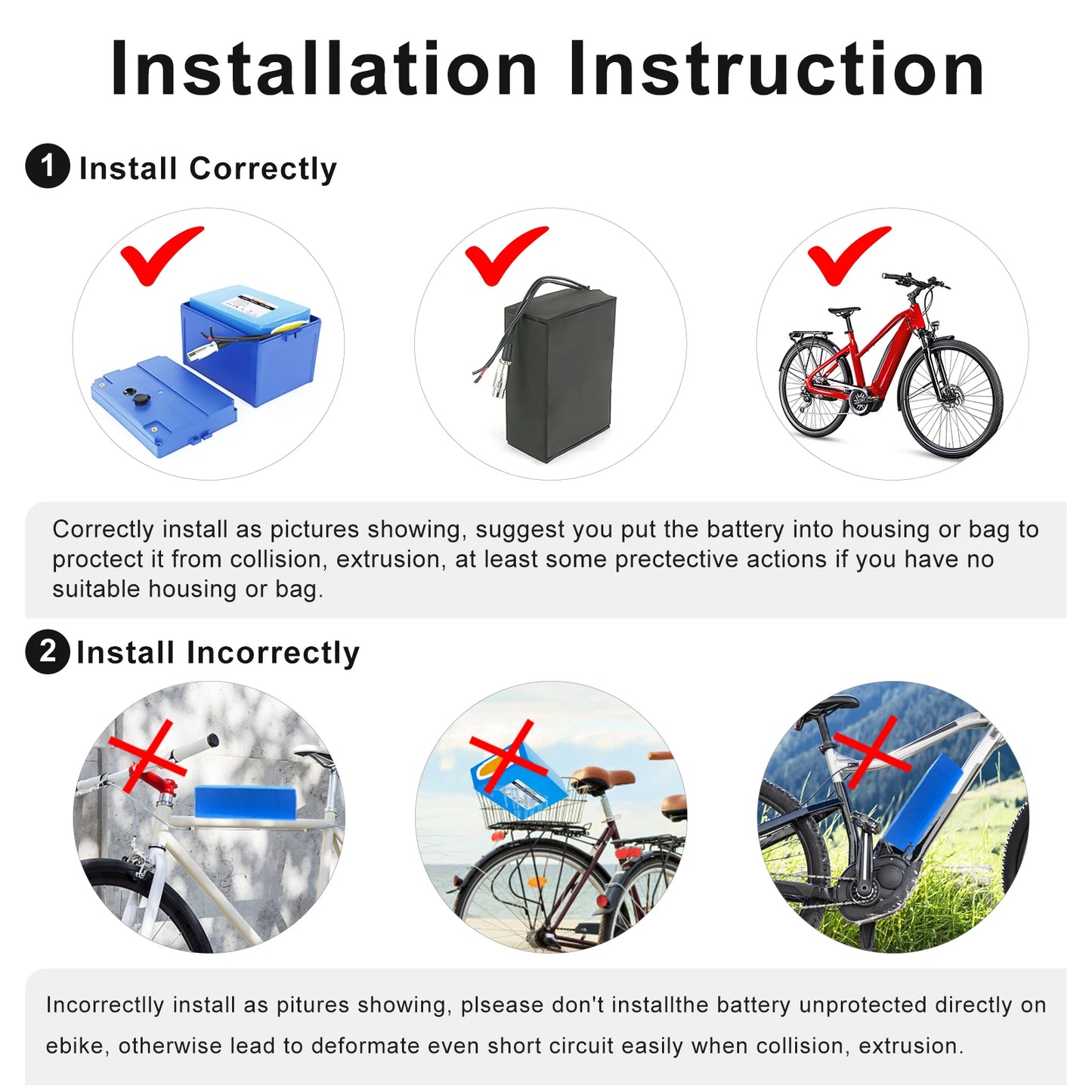 36V 20AH Ebike Battery Pack PVC Waterproof 72V 20AH 60V 52V for 1800W 1500W 1000W 2000W 2500W 3000W Motorcycle Electric EScooter