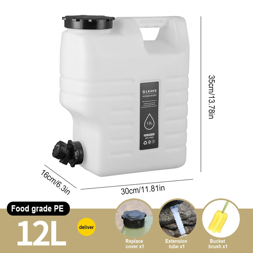 10/11/12L Drinking Water Container with Spigot Leakproof Camping Water Tank Large Capacity Water Storage Carrier for Hiking Car