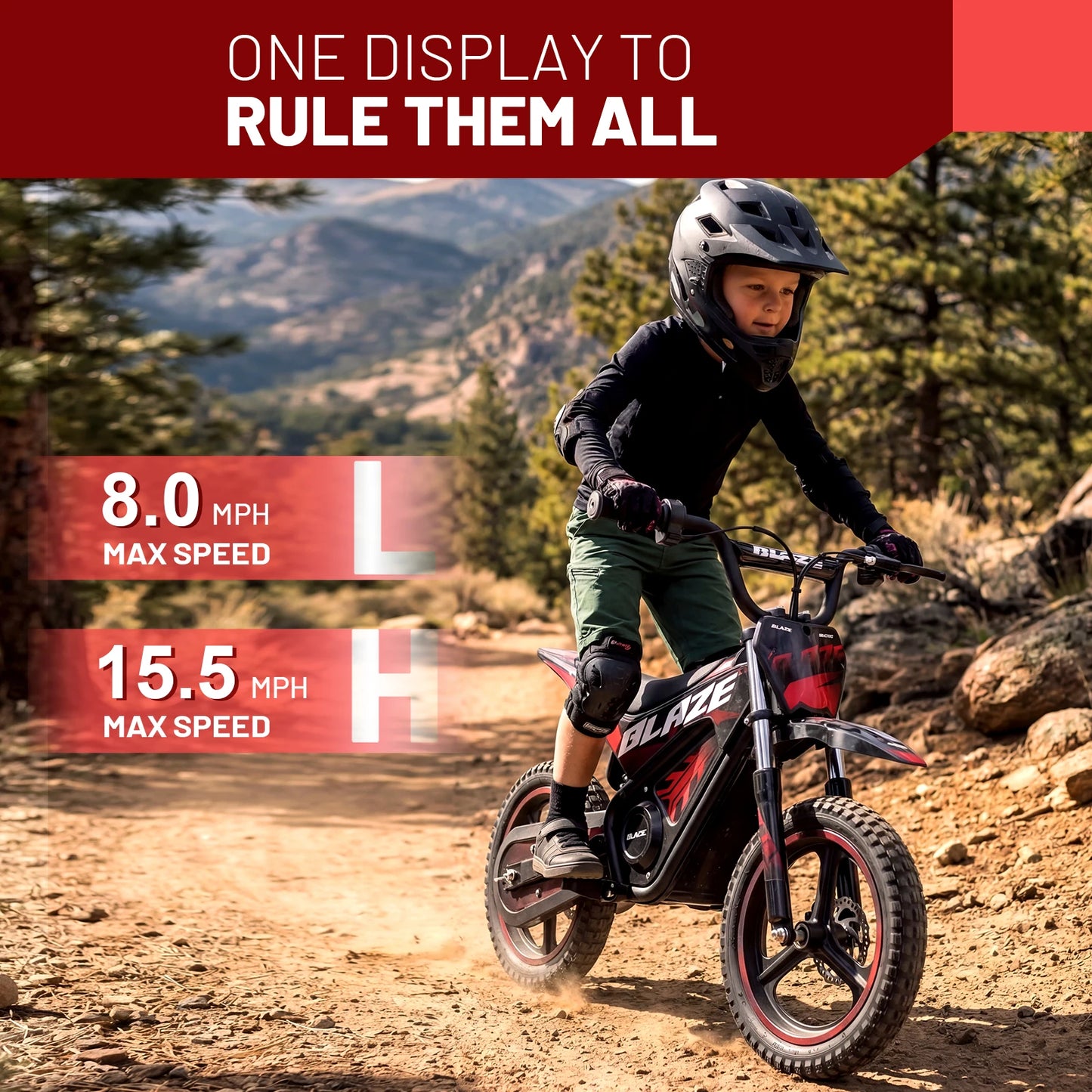 KOOZ HP01E 36V 350W Electric Dirt Bike for Kids, 2 Speed Modes, Electric Motorcycle Up to 15.5 MPH & 9.5 Miles Long-Range.