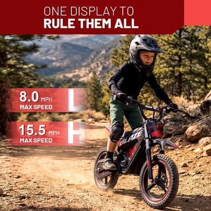KOOZ HP01E 36V 350W Electric Dirt Bike for Kids, 2 Speed Modes, Electric Motorcycle Up to 15.5 MPH & 9.5 Miles Long-Range.