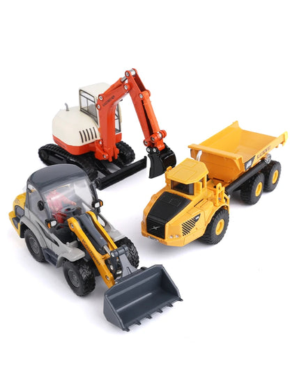 Heavy Duty Construction Site Playset, Metal Dump Truck, Excavator Digger Backhoe,Tractor Bulldozer Diecast Vehicle, Outdoor Sand