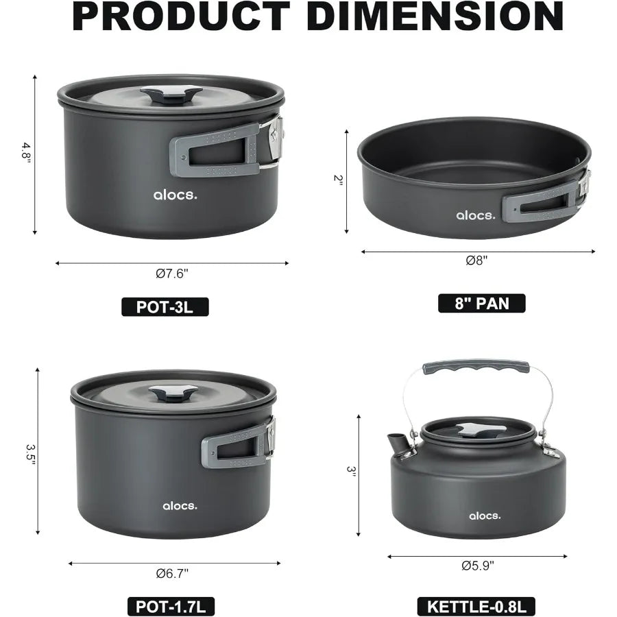 17pcs Lightweight Camping Cookware
