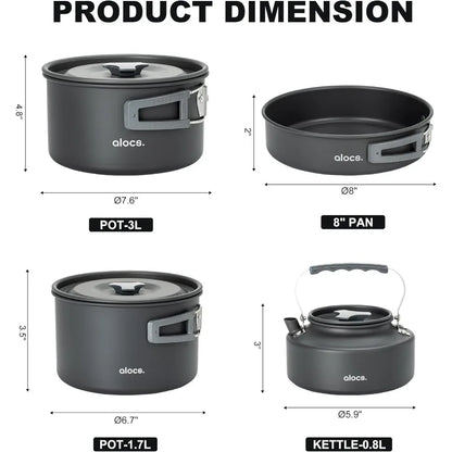 17pcs Lightweight Camping Cookware