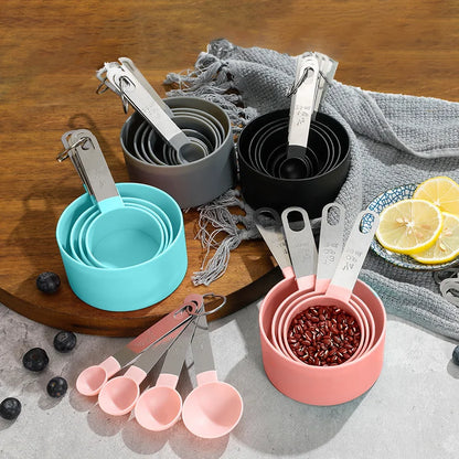 8pcs Measuring Cups & Spoons Set,Stackable Nesting Measure Cups with Stainless Steel Handle,Kitchen Gadgets for Cooking & Baking
