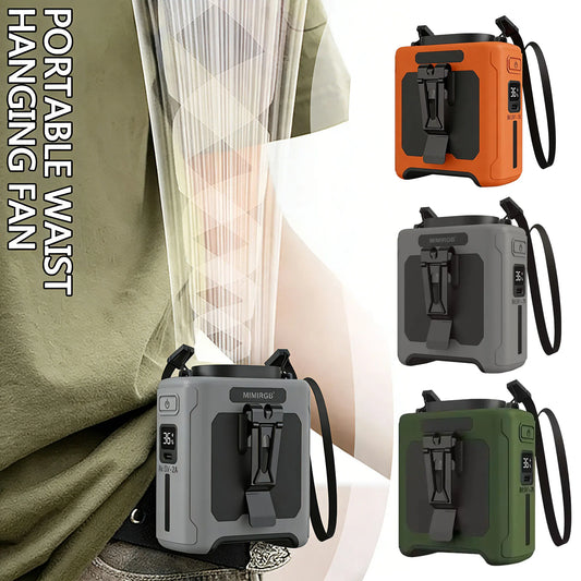 10000mAh Portable Mini Waist Fan Wearable Personal Fan 5 Speed USB Rechargeable Waist Clip Fan Mobile Power for Outdoor
