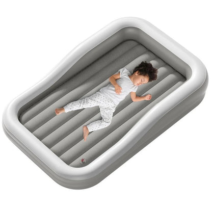 Inflatable Toddler Travel Bed with 3Sided Safety Bumpers, Extra Large Kids Air Mattress, Includes Detachable Mattress, Portable
