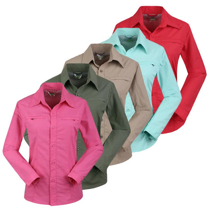 Women Quick Dry Outdoor Shirt Removable Hiking Camping Shirt Pants Summer Breathable Hunting&Climbing Shirt Trousers