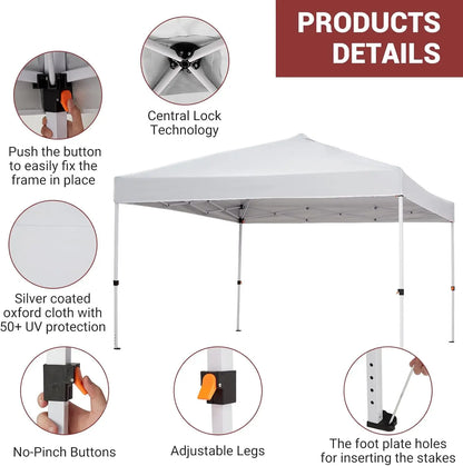 10x10 ft Pop-Up Canopy Tent with Mesh Walls – Waterproof & UV-Block Shade Shelter, Mosquito-Proof for Large Camping, Picnic