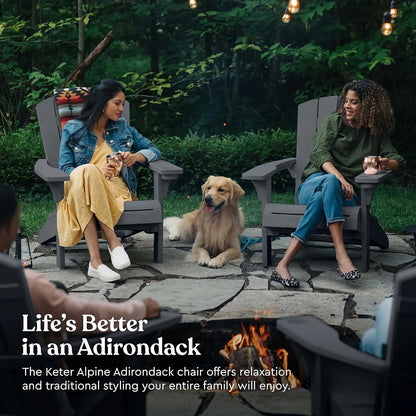 Alpine Adirondack 2 Pack Resin Outdoor Furniture Patio Chairs with Cup Holder-Perfect for Beach, Pool, and Fire Pit, Customized