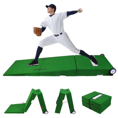 88x28x6 Inch Baseball Pitching Training Equipment with Carry Handle Portable Foldable Baseball Pitching Mound Set for Practice
