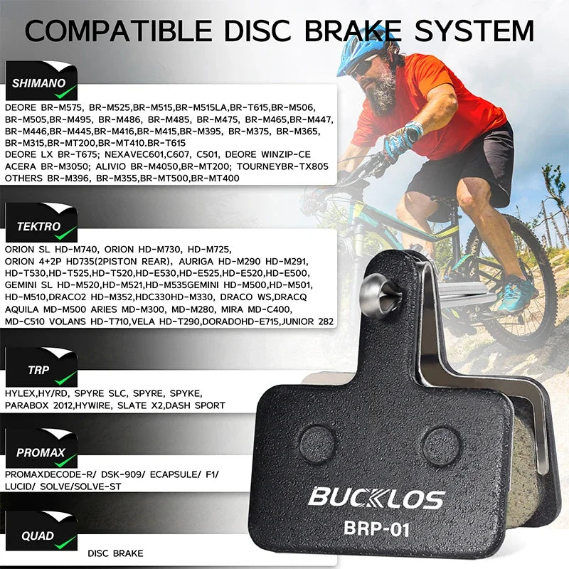BUCKLOS Bike Brake Pad Resin Disc Pads For SHIMANO B01S Wear-resistant MTB Bicycle Hydraulic Brake Pad for B03S B05S Brake Parts