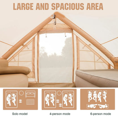 4-6 Person House Instant Glamping Camping Tents House with Hand Pump Automatic Inflatable Floating Tent for Adults Travel Hiking