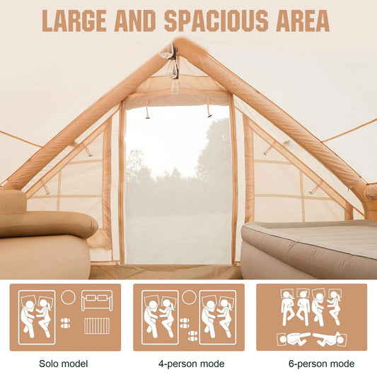 4-6 Person House Instant Glamping Camping Tents House with Hand Pump Automatic Inflatable Floating Tent for Adults Travel Hiking