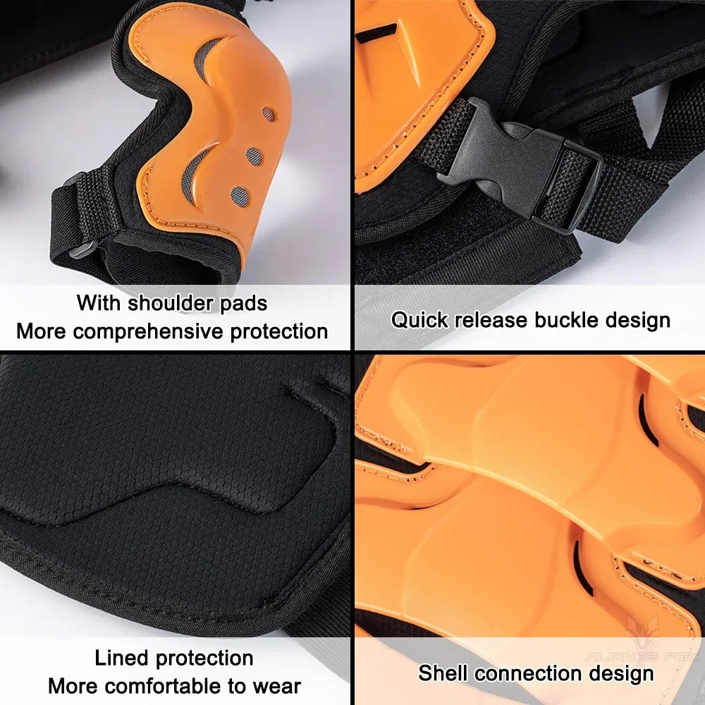 Boys Girls Full Body Skating Skiing Armor Child Kids Youth Motocross Downhill Vest Armor Jacket Chest Spine Knee Elbow Guard Pad