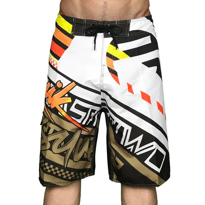 Quick Drying Beach Shorts for Men Surf Beach Shorts Fast Dry Swim Trunks with Bermuda, Fitness Muscle Short Pants, Summer, New,