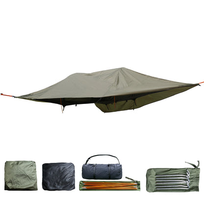 Outdoor Camping Hammock Quick Opening Hanging Hammocks Bed Net with Mosquito Net & RainFly 3 Point Hammock Tent Lay Flat Hammock