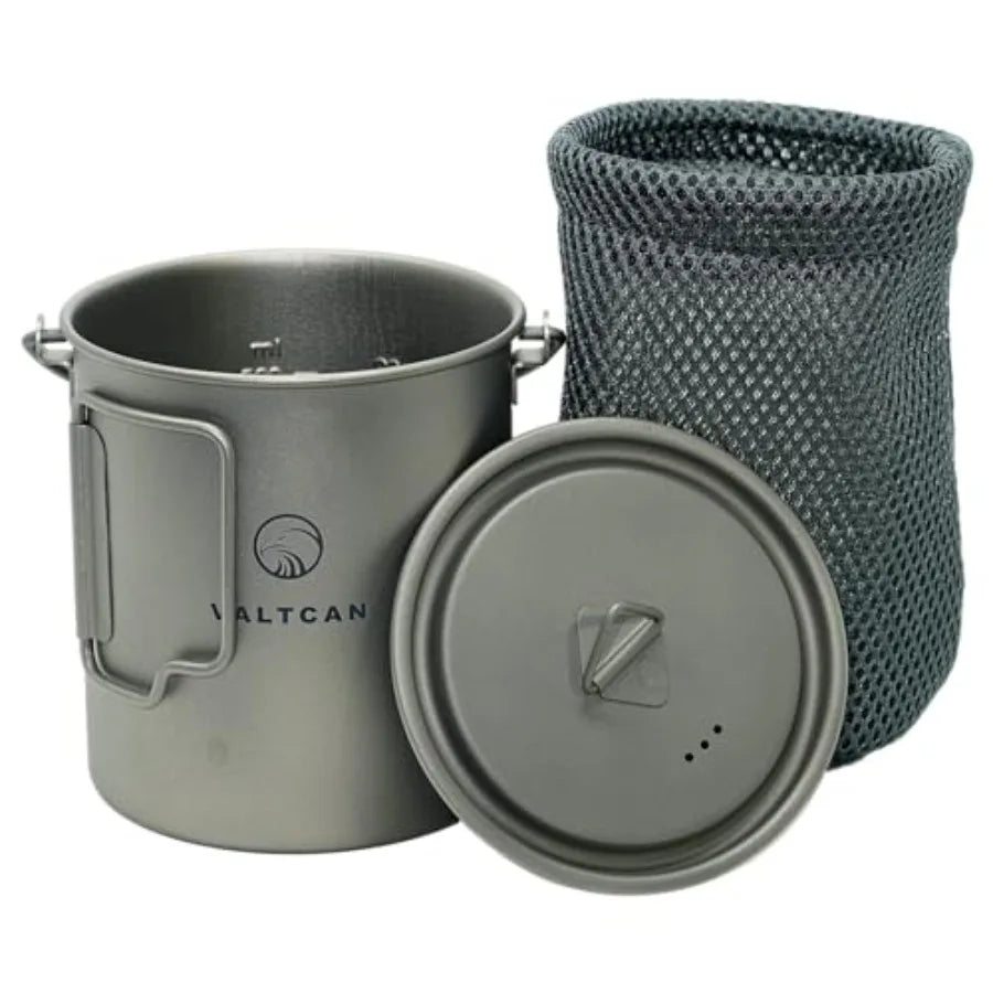 Titanium 750ml Pot with Bail Handle and Tight Lid 4.7 oz with Lid and Mesh Bag Lightweight Outdoor Cooking Gear for Hiking and
