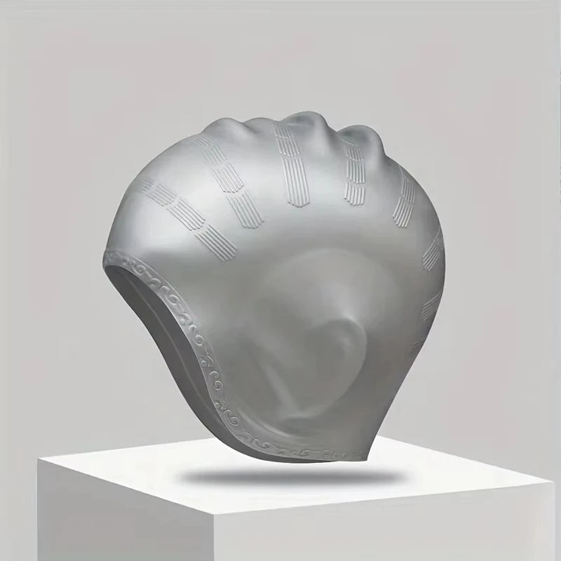 DIZETION Durable Silicone Swimming Cap with Ear Pockets for Adults and Teens - Protects Long Hair and Provides High Elasticity