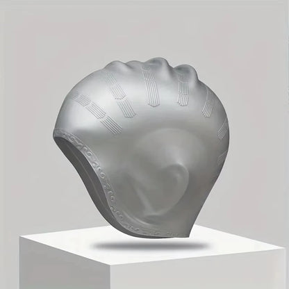 DIZETION Durable Silicone Swimming Cap with Ear Pockets for Adults and Teens - Protects Long Hair and Provides High Elasticity