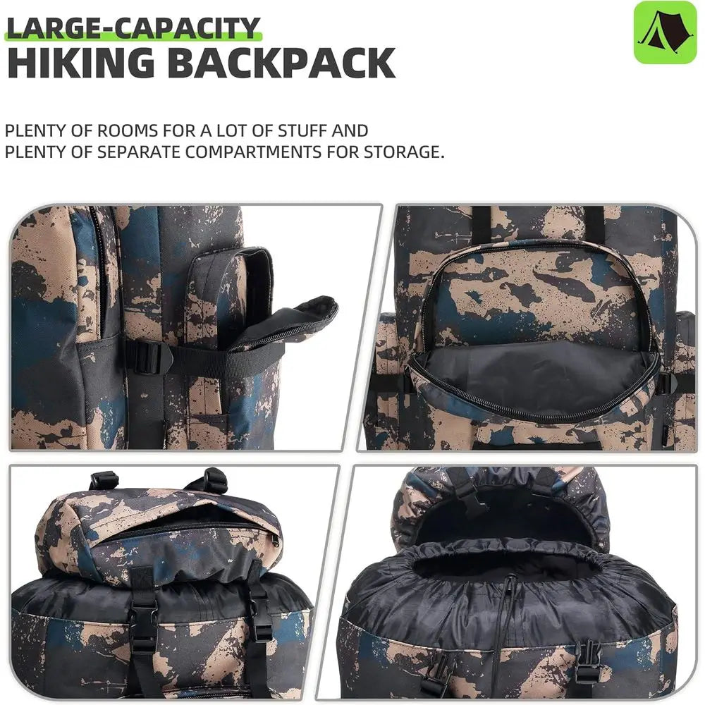 Military-Style 100L Hiking Backpack with Molle System for Camping and Day Adventures