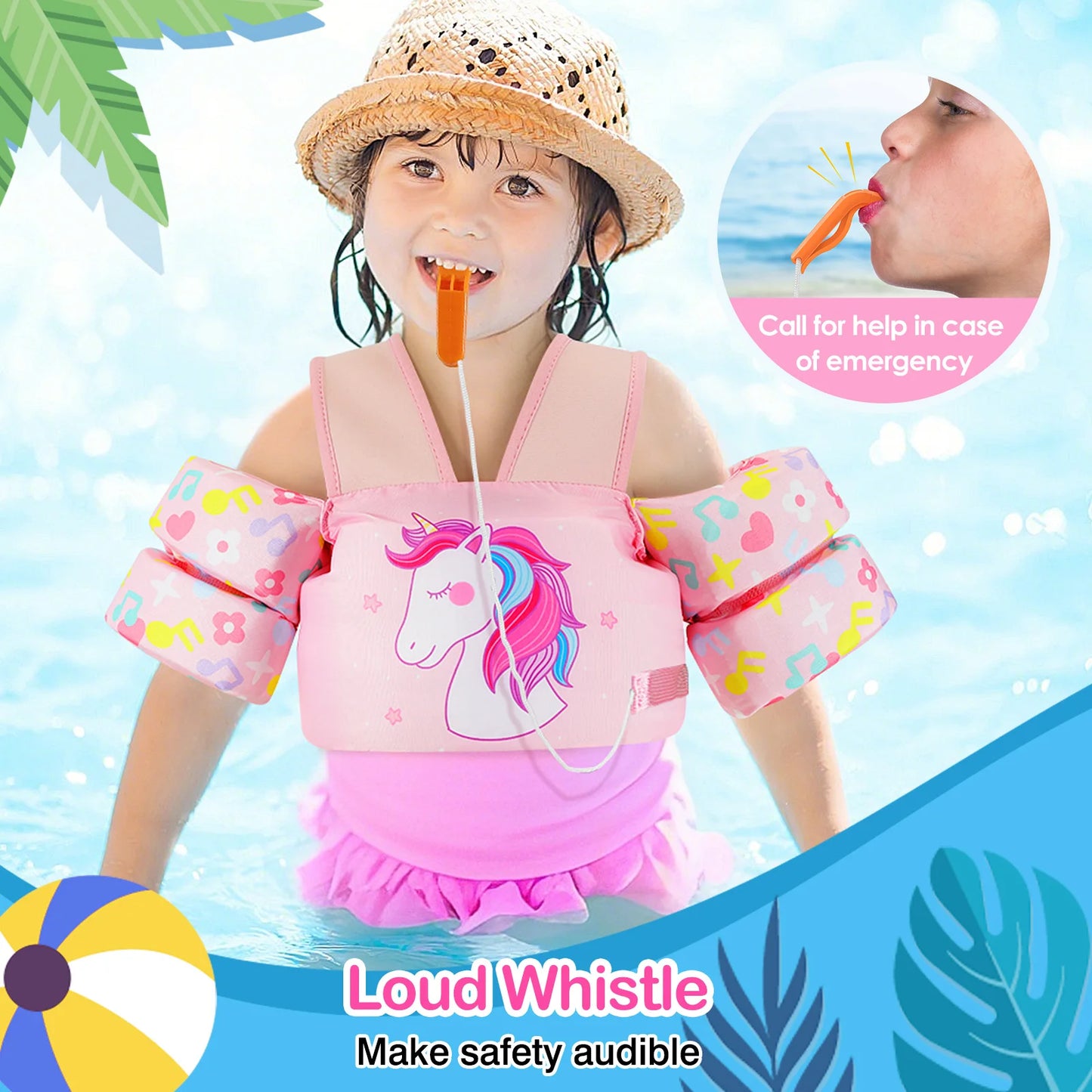 MoKo Toddler Swim Vest for Kids Swim Arm Floaties 30-60 lbs Boys and Girls Cartoon Swimming Water Wings Pool Float Vests Sleeves