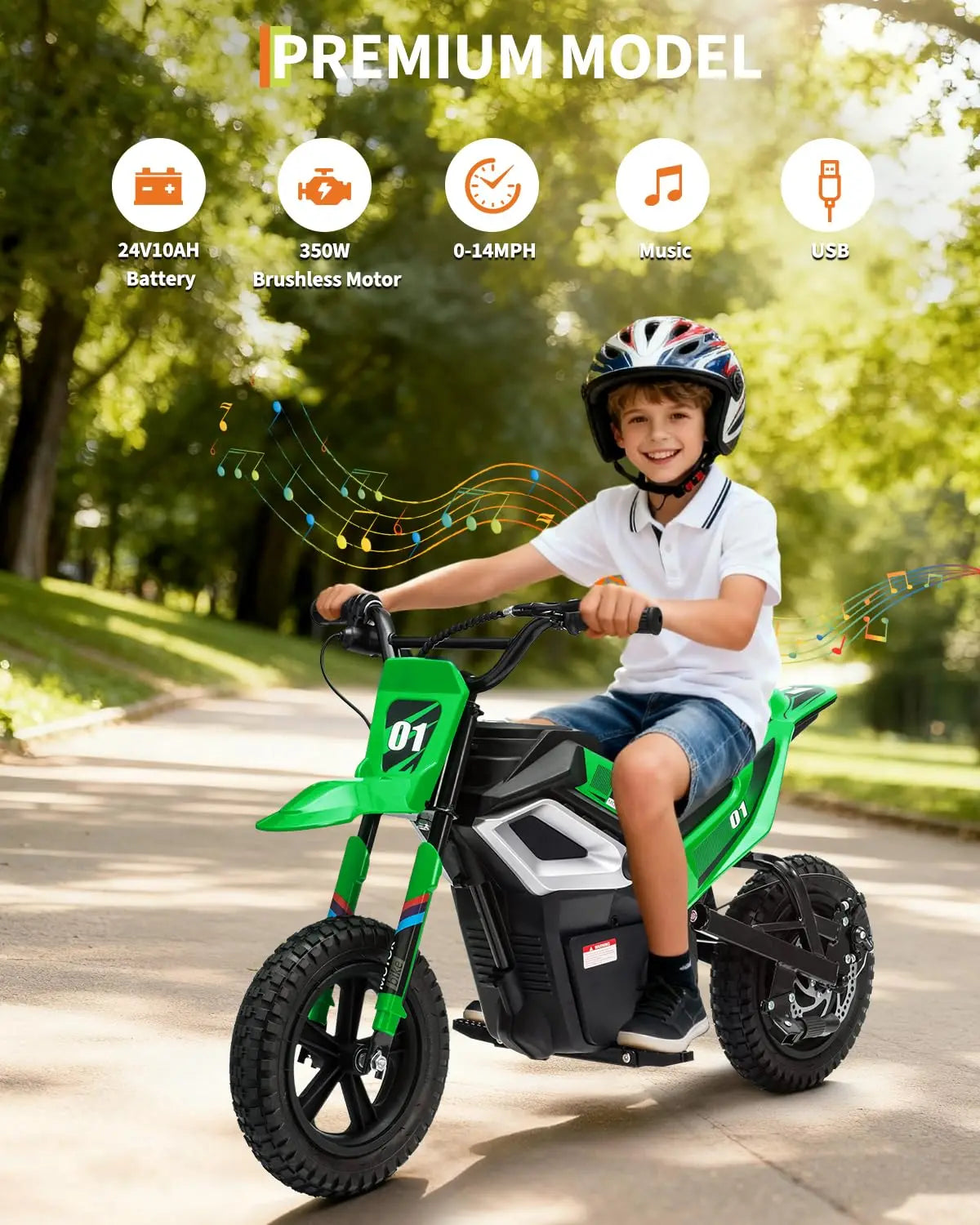 24V Kids Electric Motorcycle, 350w High-Speed Ride-On E-bike With Wiggle Throttle & Hand Brake For Ages 8+