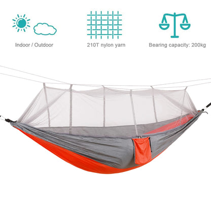 Professional Camping Hammock with Mosquito Net Lightweight Single Hammock Quick-Dry Nylon Swing Hanging Bed for Home Yard Garden