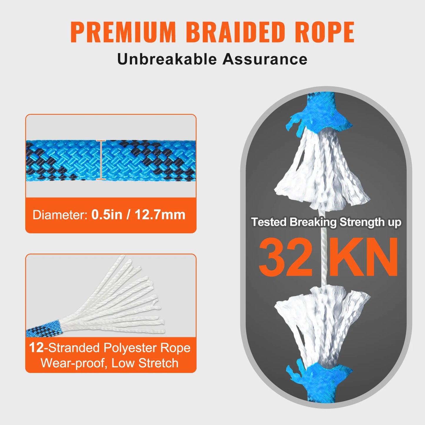 Static Climbing Rope 125/150/200ft