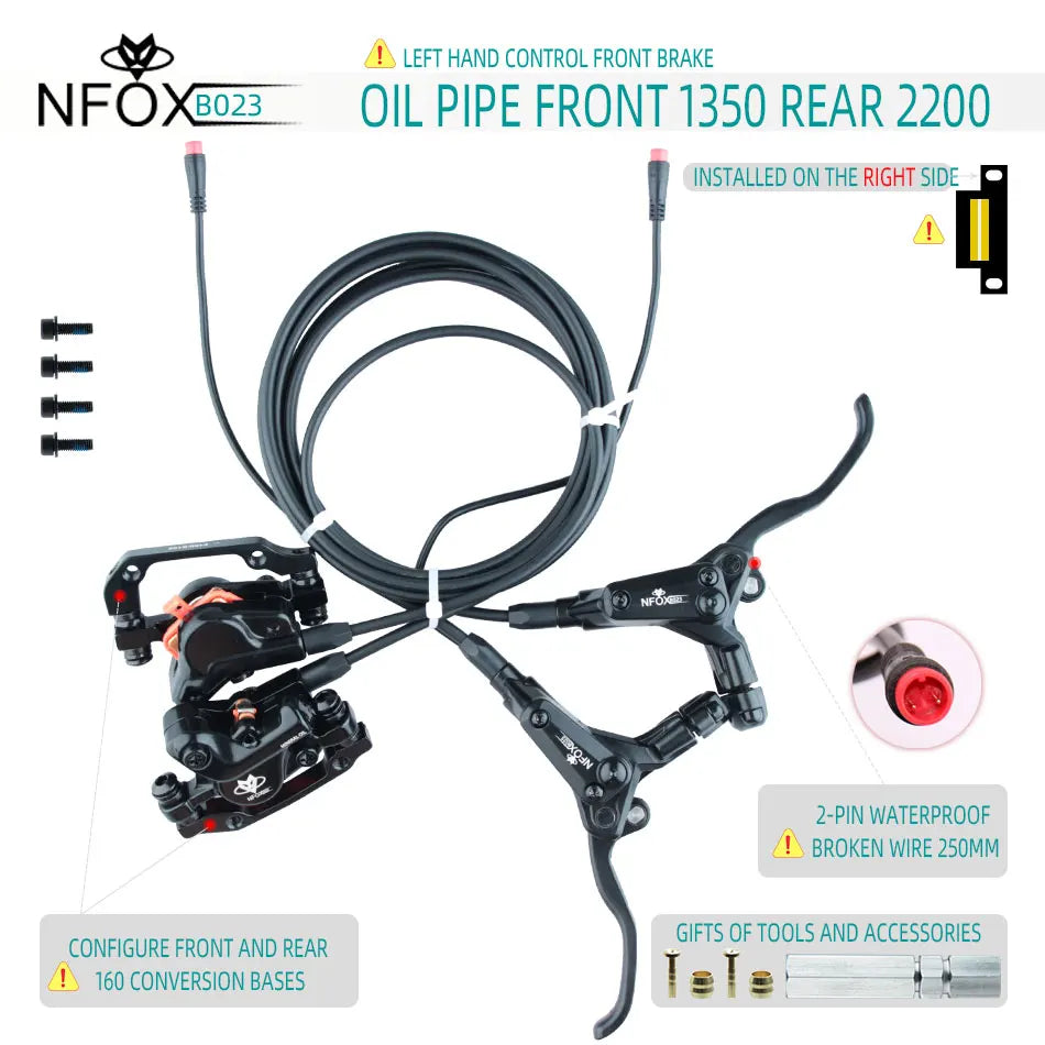 NFOX B023 Electric Bicycle Scooter Oil Disc Hydraulic Brake 160 Accessories 203 E bike 180 Power Off Right 140 GIFT Tool New