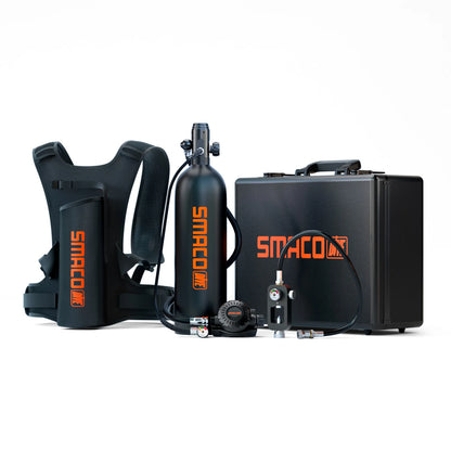 SMACO S700 Mini Scuba Tank 1.9L Portable Scuba Diving Tank Reusable Pony Bottle up to 30 Minutes Dive Time Backup Snorkel Air