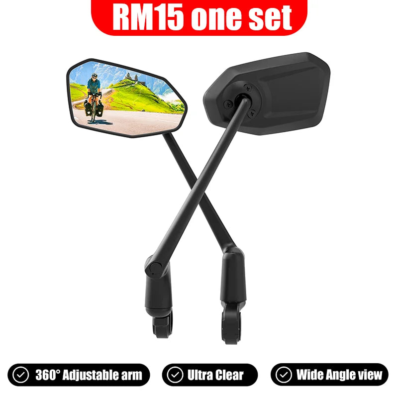 EasyDo Bike Mirror Electric Bike Handlebar Rearview Mirror with 360 Rotatable bike Extended Mirror Arm for Road Mountain Cycling