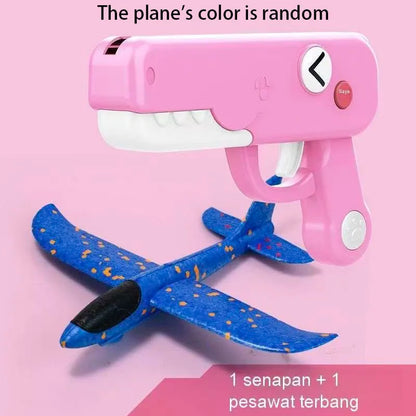 Outdoor Games Dumb  Dinosaur Ejection foam Aircraft Toy Gun One click Launch Three colors of indoor and outdoor aircraft Guns