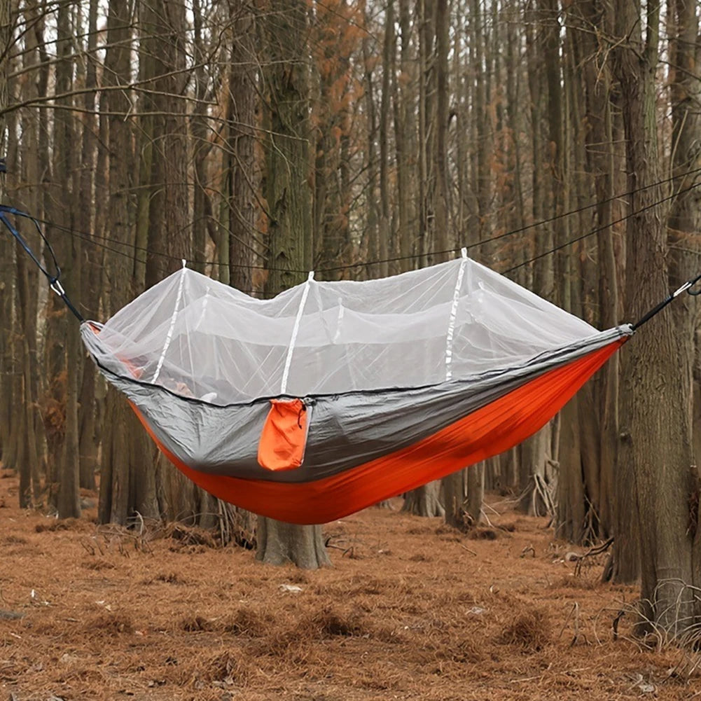 Professional Camping Hammock with Mosquito Net Lightweight Single Hammock Quick-Dry Nylon Swing Hanging Bed for Home Yard Garden