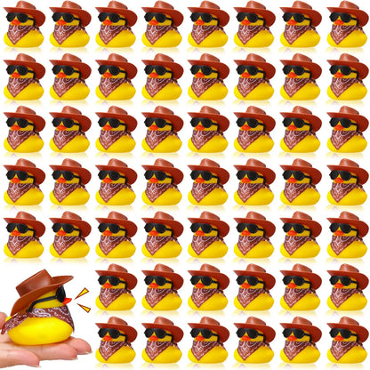 6/12/24/48 Set Cowboy Rubber Duck Mini Yellow Duckies Party Toy Tiny Ducks Toy for Summer Birthday Swimming Party Favor
