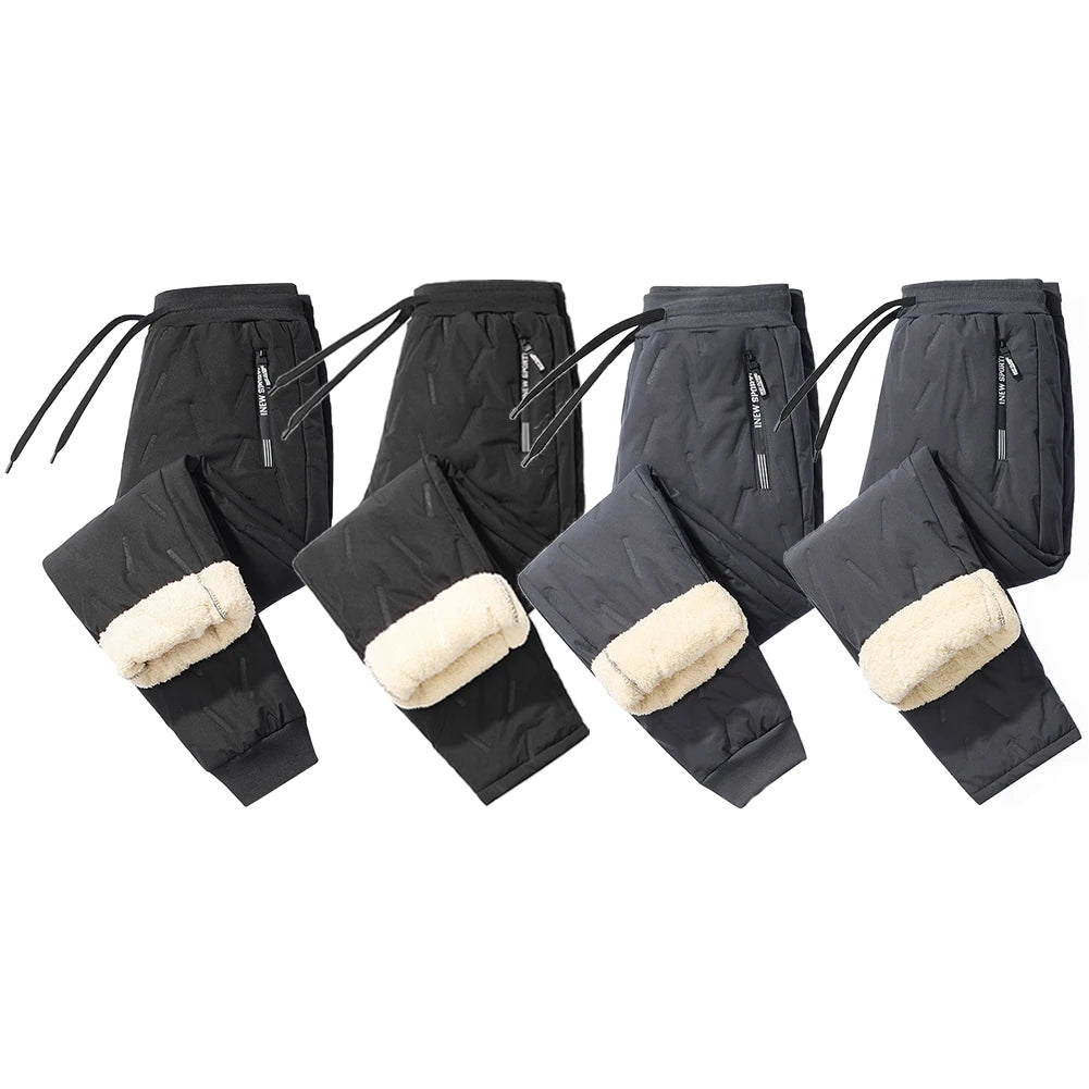 Men Casual Slim Sweatpants Track Pants Waterproof Winter Warm Fleece Pants Yoga Sweatpants Thermal Sherpa Lined Sweatpants Thick