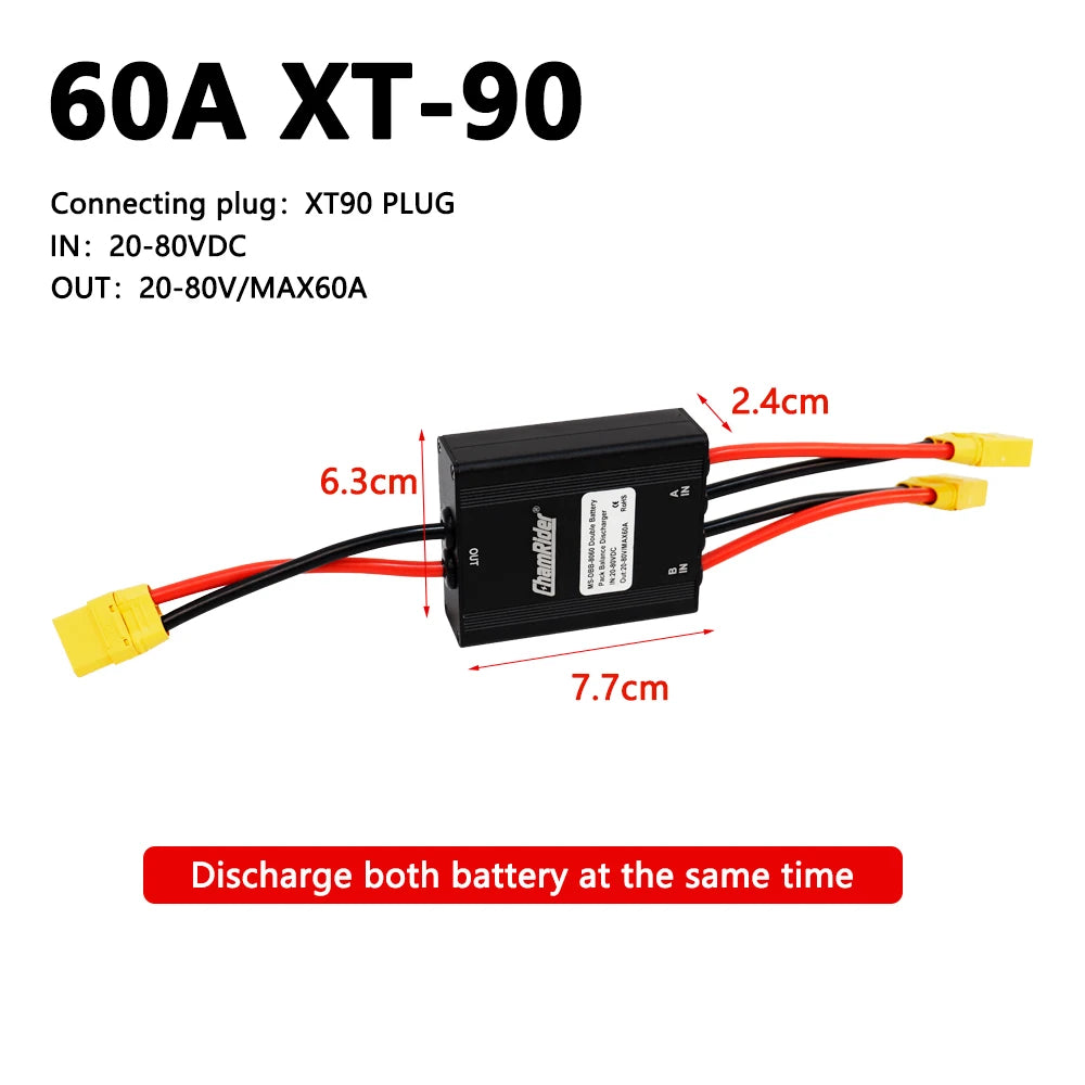 Dual Battery Discharge Converter, Simultaneous Connection Adapter, Balanced Discharge Module, Ebike Parts, 20V-72V,20A-100A