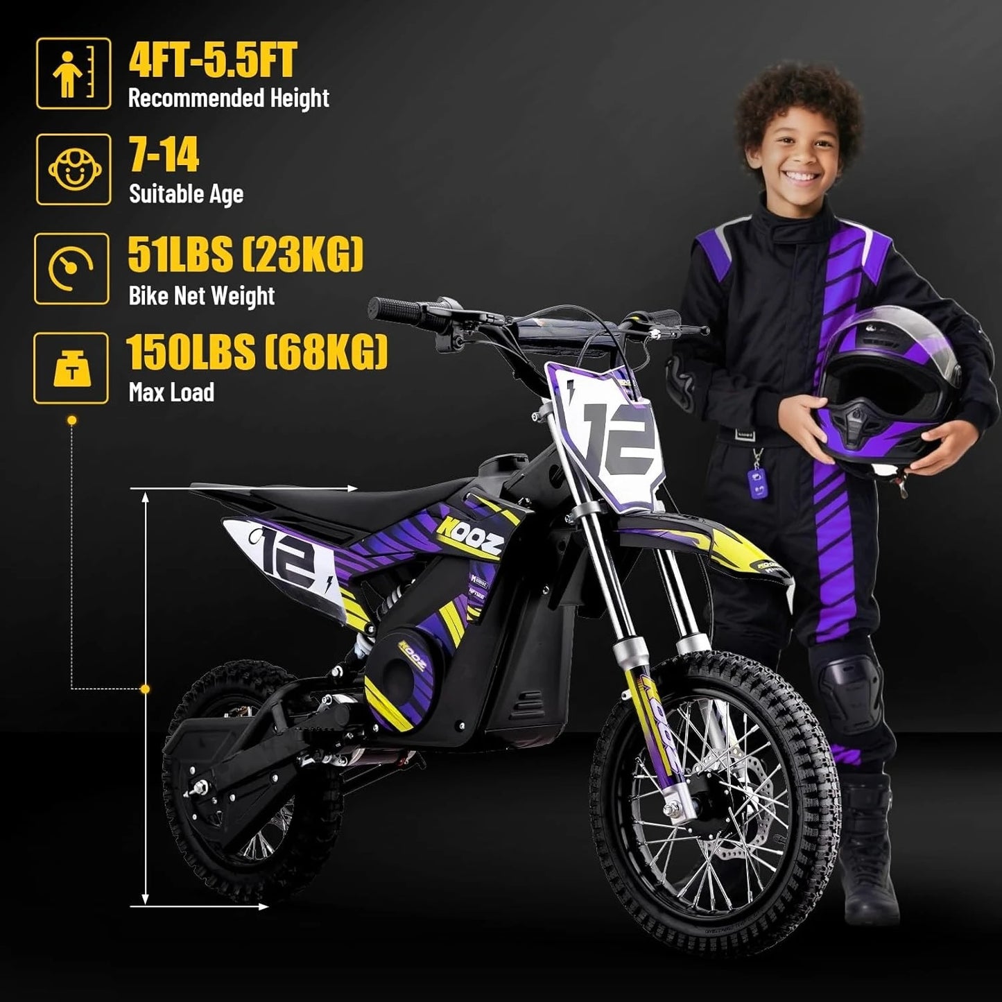 36V 1000W Electric Dirt Bike for Kids, 3 Speed Modes Teen Electric Motorcycle Up to 20.6 MPH& 19 Miles, Customized
