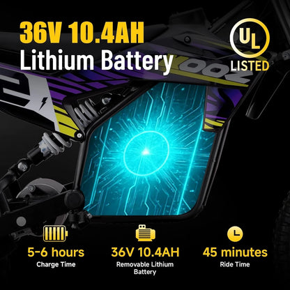 36V 1000W Electric Dirt Bike for Kids, 3 Speed Modes Teen Electric Motorcycle Up to 20.6 MPH& 19 Miles, Customized