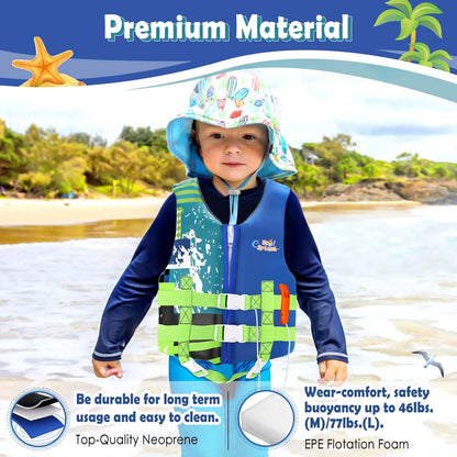 HeySplash Toddler Swim Vest Kids Floaties Swimming Jacket  Jumper Swimsuit with Adjustable Strap Float Puddle Vest for Child