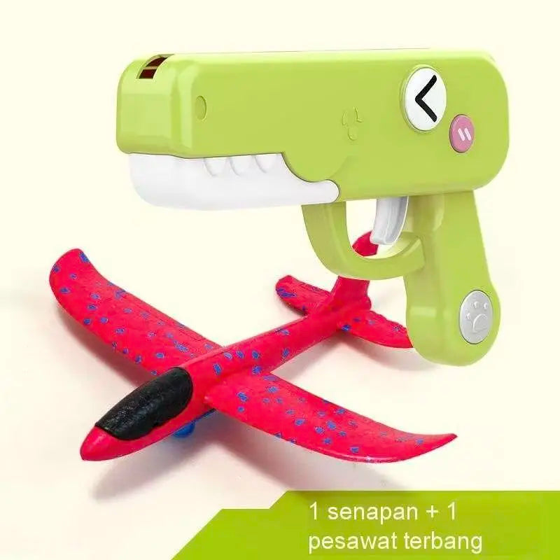 Outdoor Games Dumb  Dinosaur Ejection foam Aircraft Toy Gun One click Launch Three colors of indoor and outdoor aircraft Guns