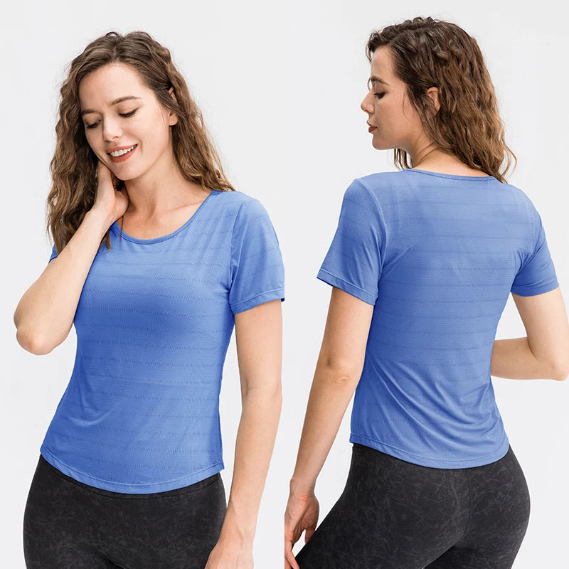 Summer Casual T-shirts Quick Dry Outdoor Running Athletic T shirts Tops Breathable Yoga Tops Women Gym Tops