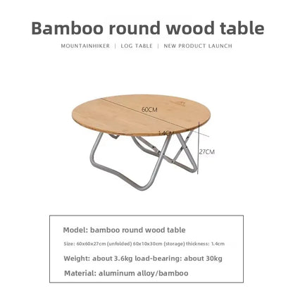 MOUNTAINHIKER Outdoor Camping Bamboo Folding Table, Portable Folding Table, Outdoor Dining Table, Picnic BBQ Table, Quick Storag