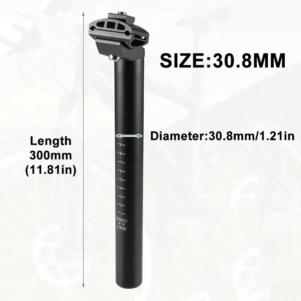 300mm Bike Seat Post 25.4/27.2/28.6/30.4/30.8/31.6mm Aluminum Alloy SeatPost Suitable for Bicycle Mountain Bike Road Bike MTB