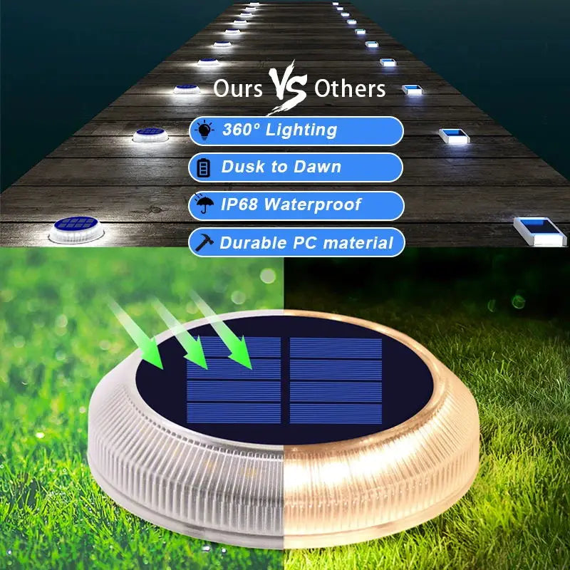 4Pcs Solar Deck Lights Outdoor Step Lights Waterproof IP68 Led Solar Lights For Railing Stairs Yard Patio Pathway Driveway