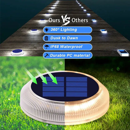 4Pcs Solar Deck Lights Outdoor Step Lights Waterproof IP68 Led Solar Lights For Railing Stairs Yard Patio Pathway Driveway