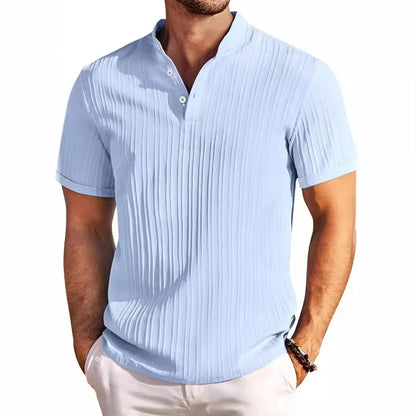 2026 Summer New Men's quick-drying Shirts Striped Jacquard Shirt Breathable Casual Comfortable Stylish Casual Short-Sleeved Top